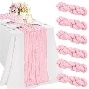 Pink Cheesecloth Table Runner 6 Pack 10FT Boho Gauze Wedding Decor